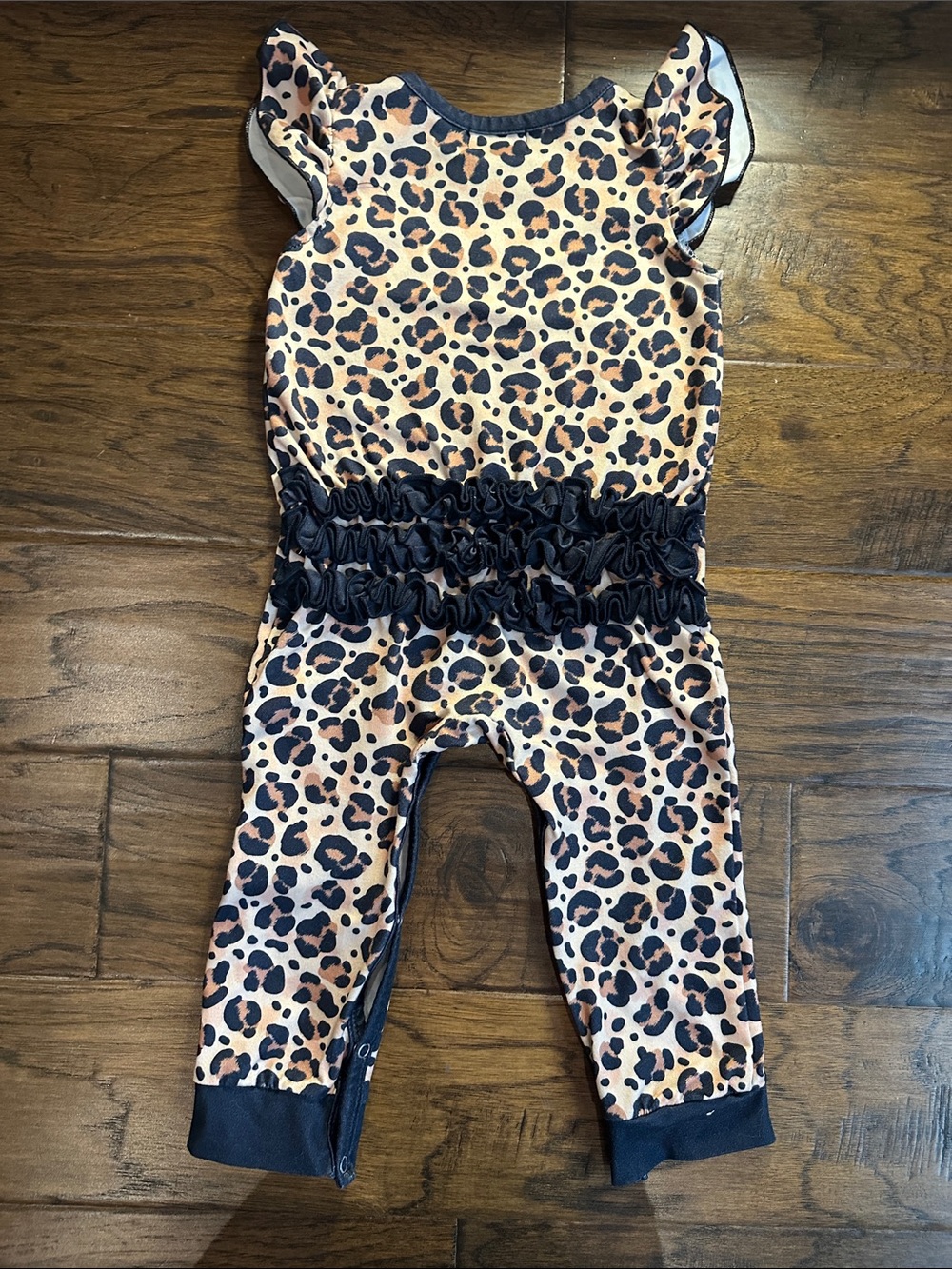 Pete + Lucy Leopard Print Ruffled Butt One-Piece Romper